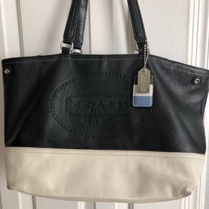 Coach leather black and white purse